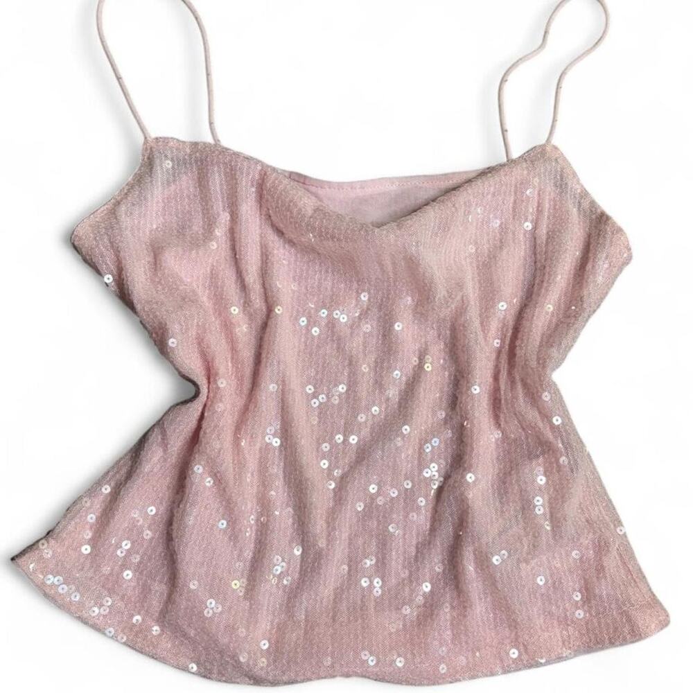 Missguided pink sequin crop top - size M